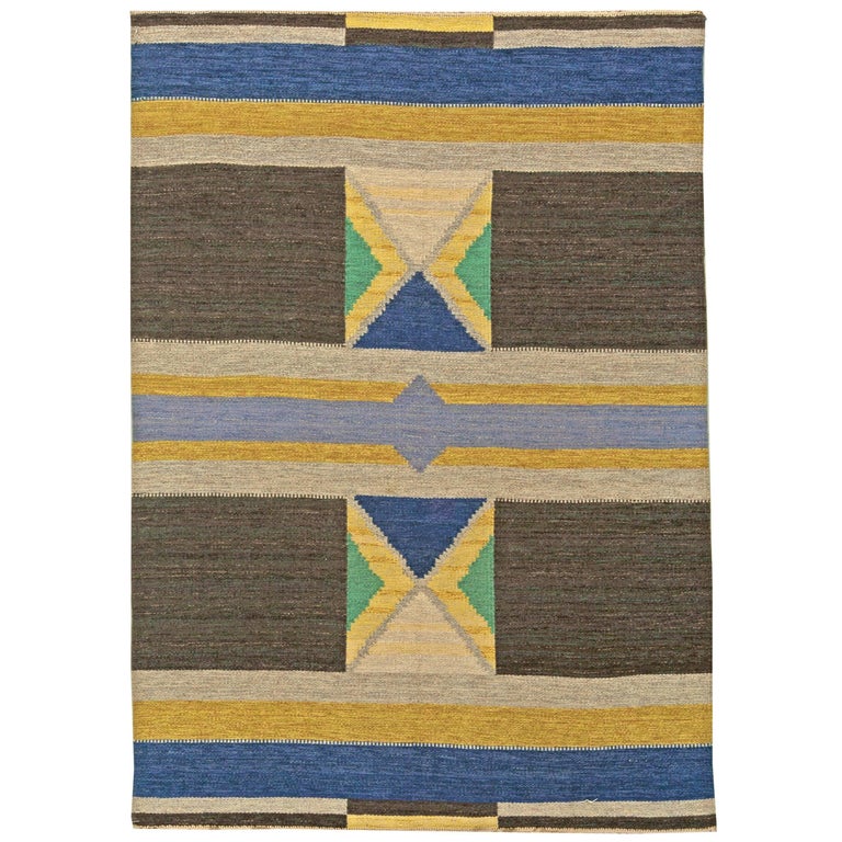 Vintage Swedish FlatWeave Rug For Sale at 1stdibs