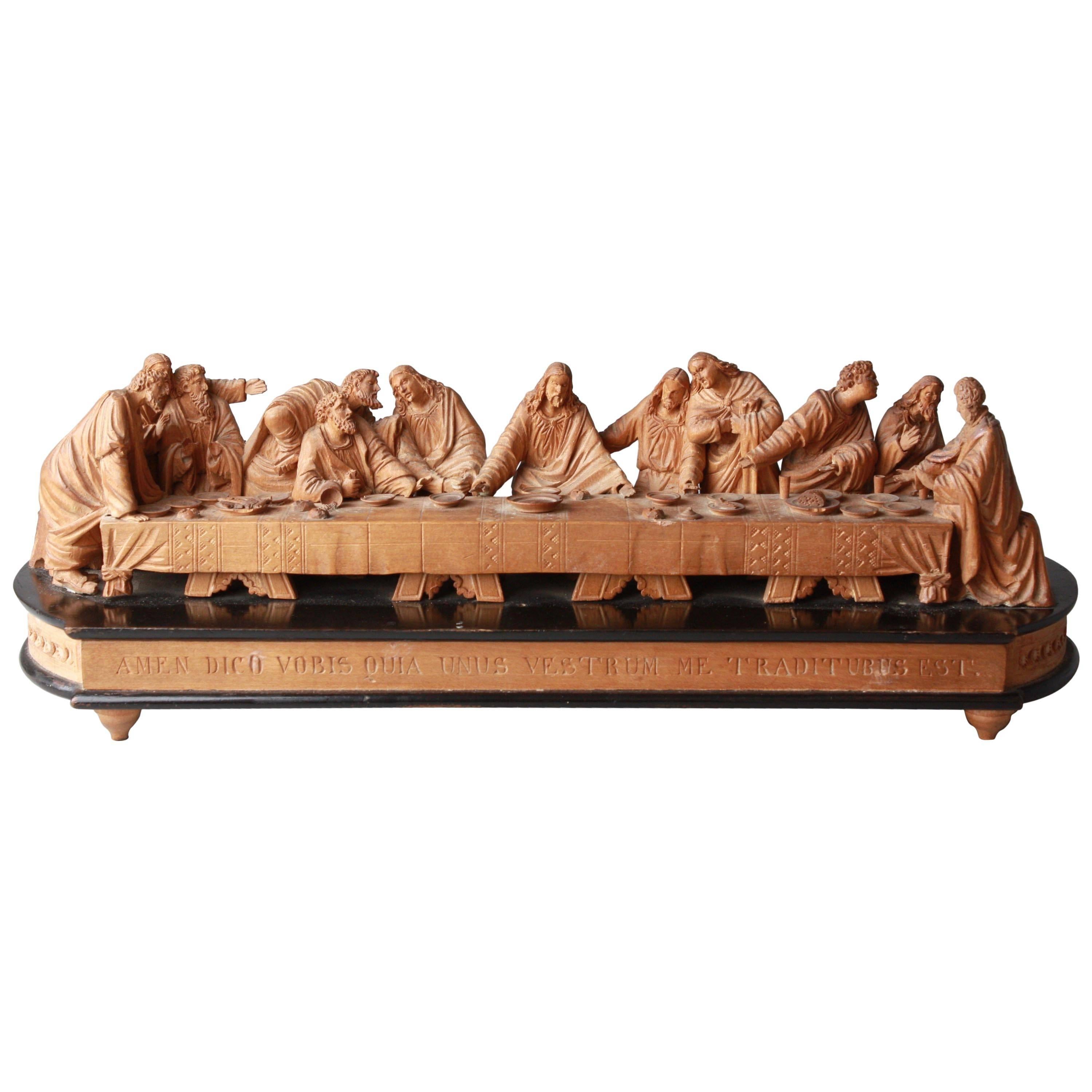 Grand Tour Wood Carving of the Last Supper, After Leonardo, circa 1880