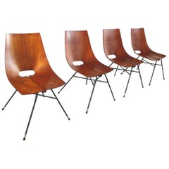 Set of Four Dining Chairs by SCC- Societá Compensati Curvati, Monza, Italy, 1955