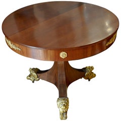Antique 19th Century Neoclassical Center Table with Gilt Lion Feet