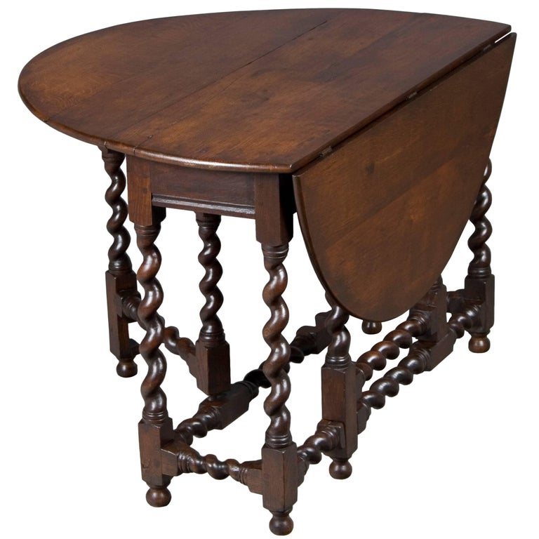 Victorian Period Oak Barley Twist Gate Leg Table at 1stDibs
