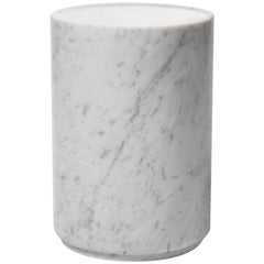 fferrone Contemporary Minimal Handcrafted in Italy Carrara Marble Side Table  