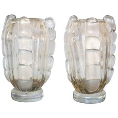 Ribbed Murano Vases by Sergio Costantini, Pair
