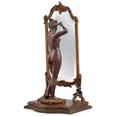 Bronze Nude at Mirror by Émile Pinèdo