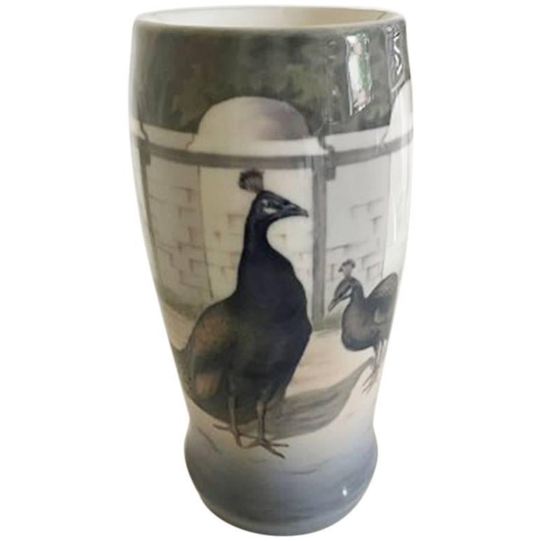 Bing & Grondahl Art Nouveau Vase with Peacocks #6336/95 For Sale