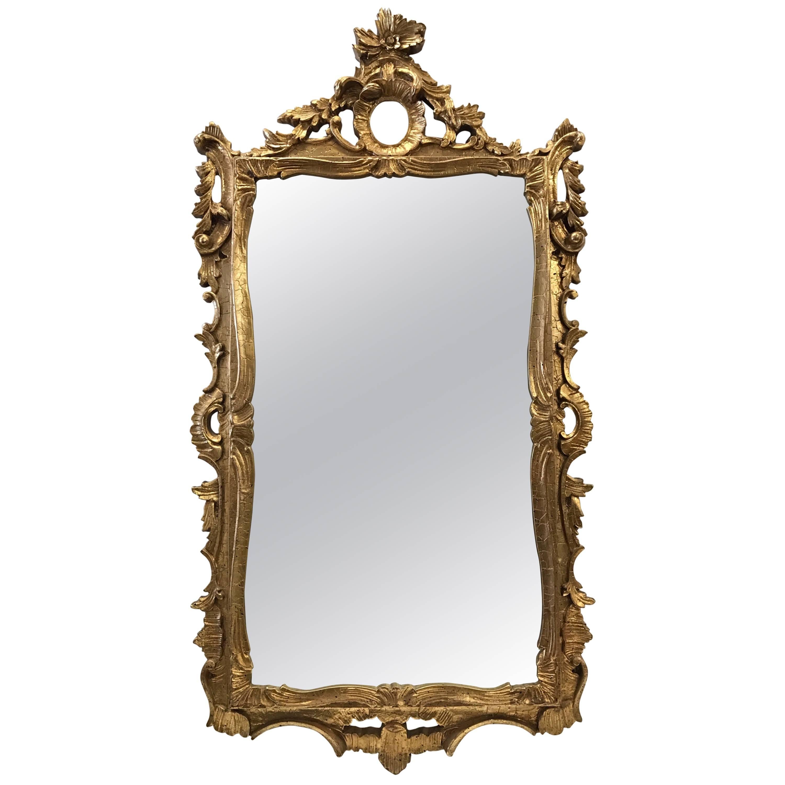 French Gold Scroll Giltwood Mirror