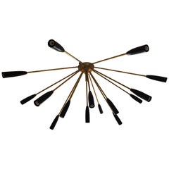 "Sputnik" Custom Brass/Black Flush Mount Chandelier