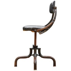 Original Upholstery Vintage Industrial Clerks Swivel Desk Chair Fritz Cross