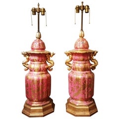 Pair of Monumental Paris Porcelain Jars Mounted as Lamp Bases