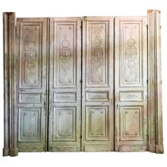 Antique French Carved Architectural Wood Doors, Two Pair