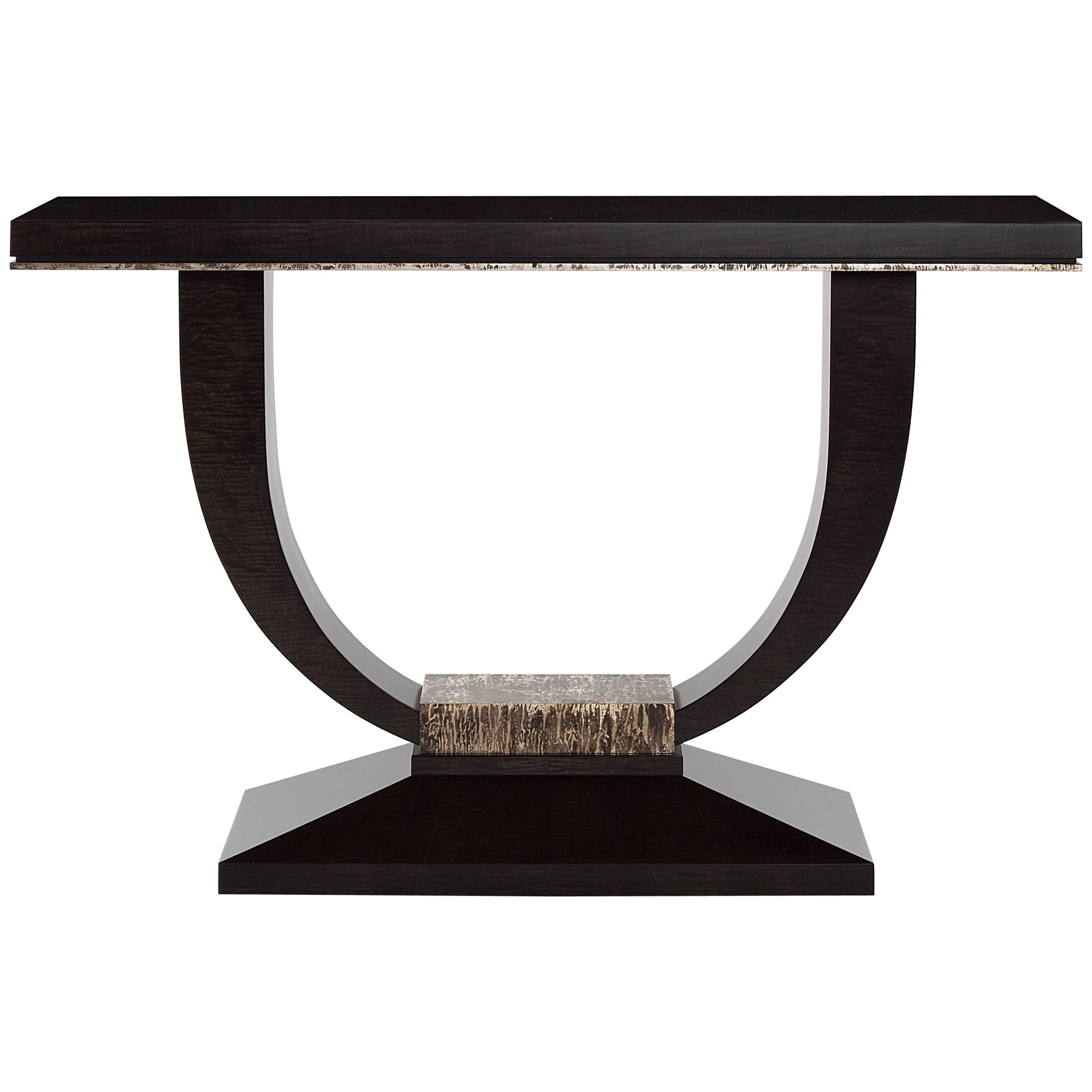 Davidson's Art Deco, Rectangular Albany Console, in Sycamore Black, Silver Leaf