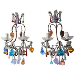 Italian Murano Fruit and Drops Sconces, circa 1920