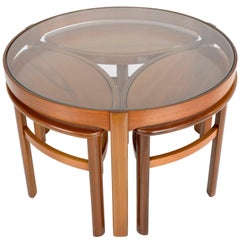 Midcentury Oak Three Coffee Nesting Tables by Nathan, 1960s