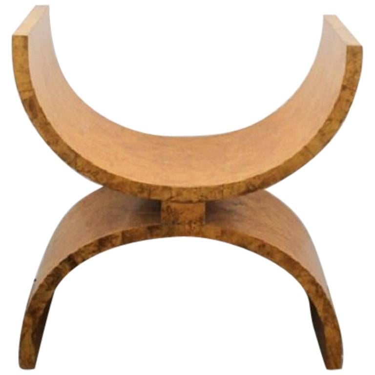 Modern Burlwood Bench By Jay Specter For Sale