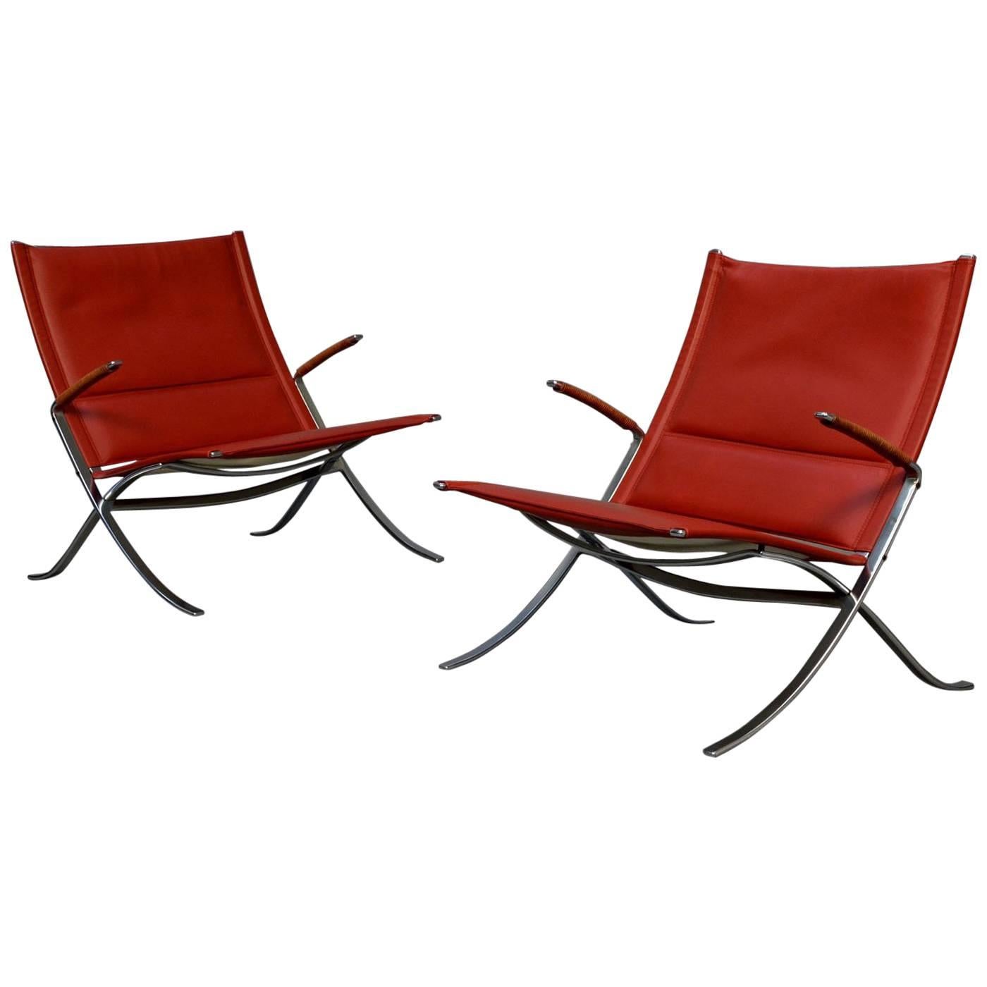 Very Rare Pair of Kastholm & Fabricius FK82 or 'x' Chairs for Alfred Kill For Sale