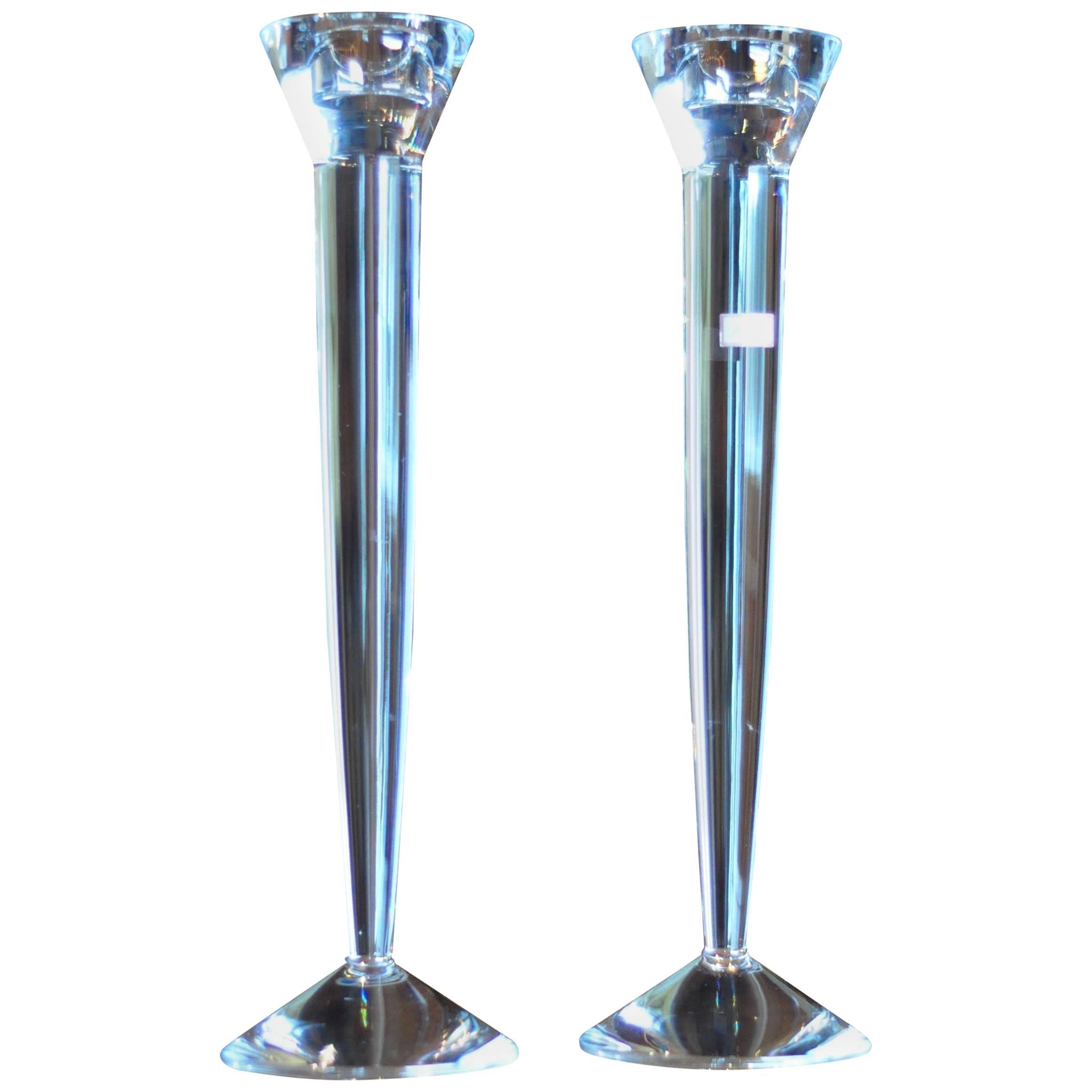 20th Century Baccarat Crystal Flambeaux Candlesticks For Sale