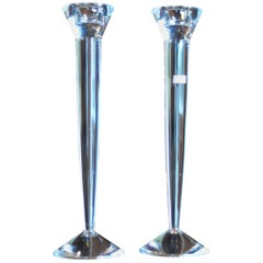 20th Century Baccarat Crystal Flambeaux Candlesticks