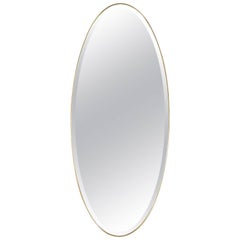 Midcentury Italian Modern Bevelled Mirror with Brass Frame