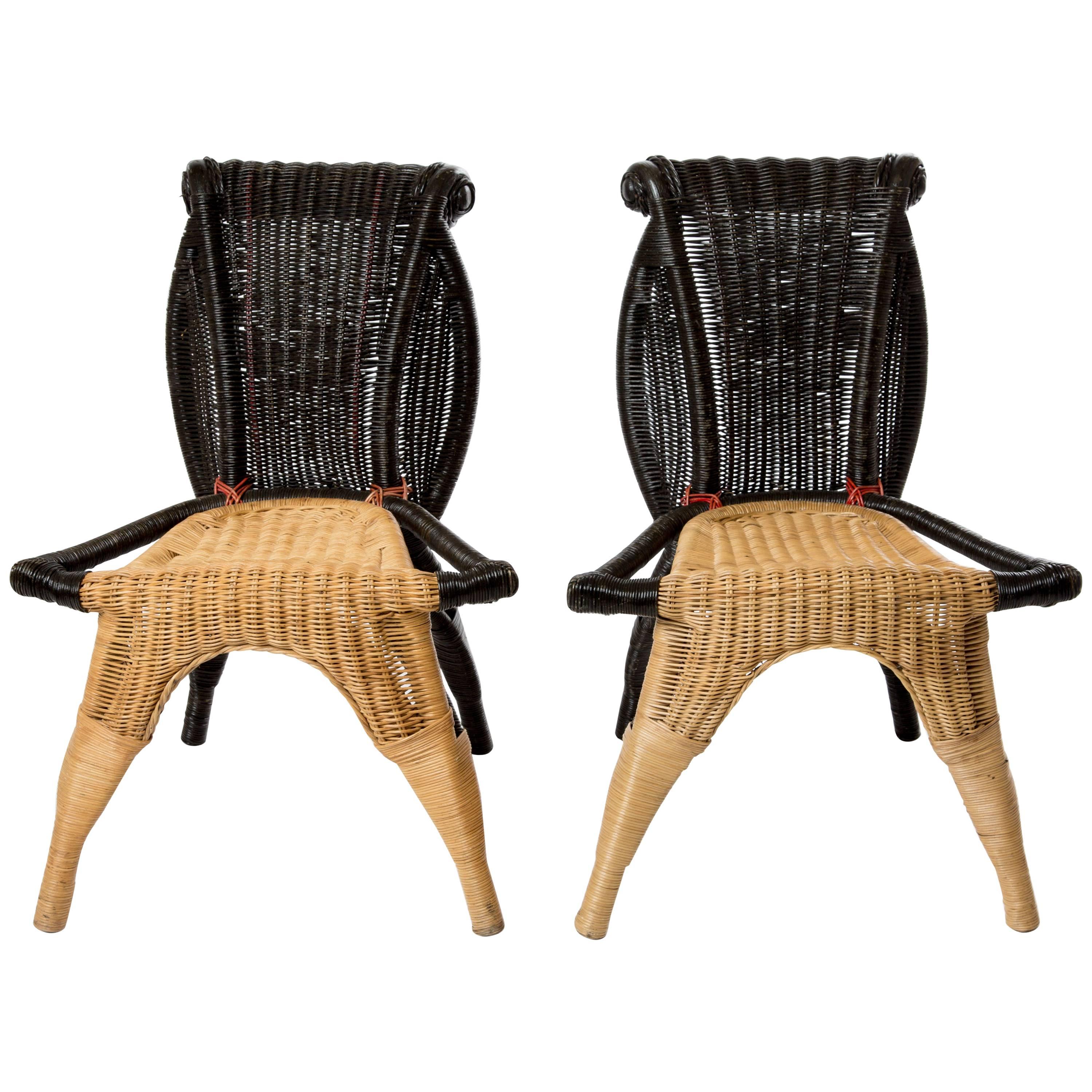 Two Helena Borek Sipek Rattan Chairs for Scarabas For Sale