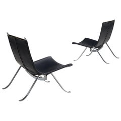 Preben Fabricius Set of Two Easy Chairs in Black Leather