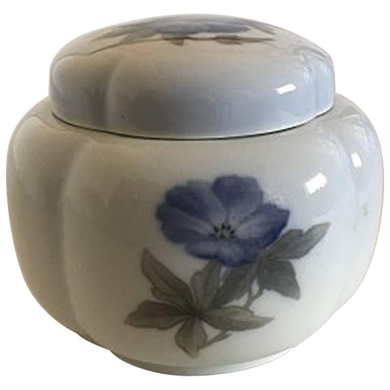 Royal Copenhagen Lidded Jar #1763/424 with Blue Flower Motif For Sale