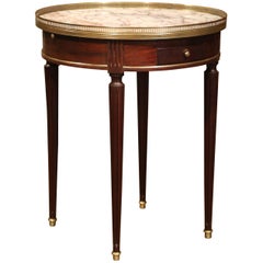 Early 20th Century French Louis XVI Round Bouillotte Table with Marble Top