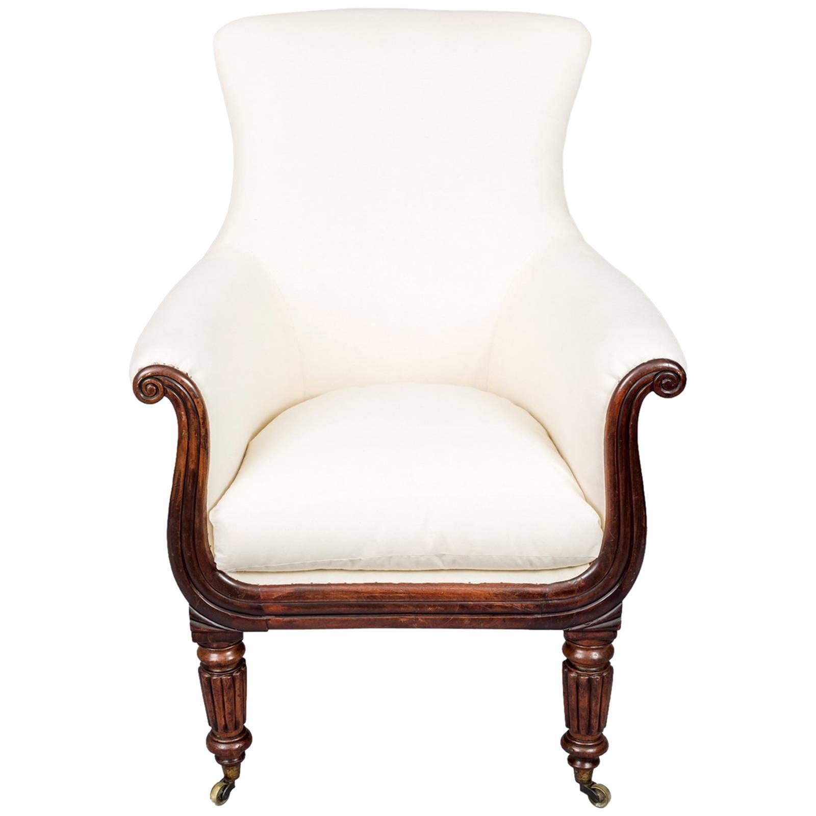 Regency Mahogany Lyre-Shaped Armchair For Sale