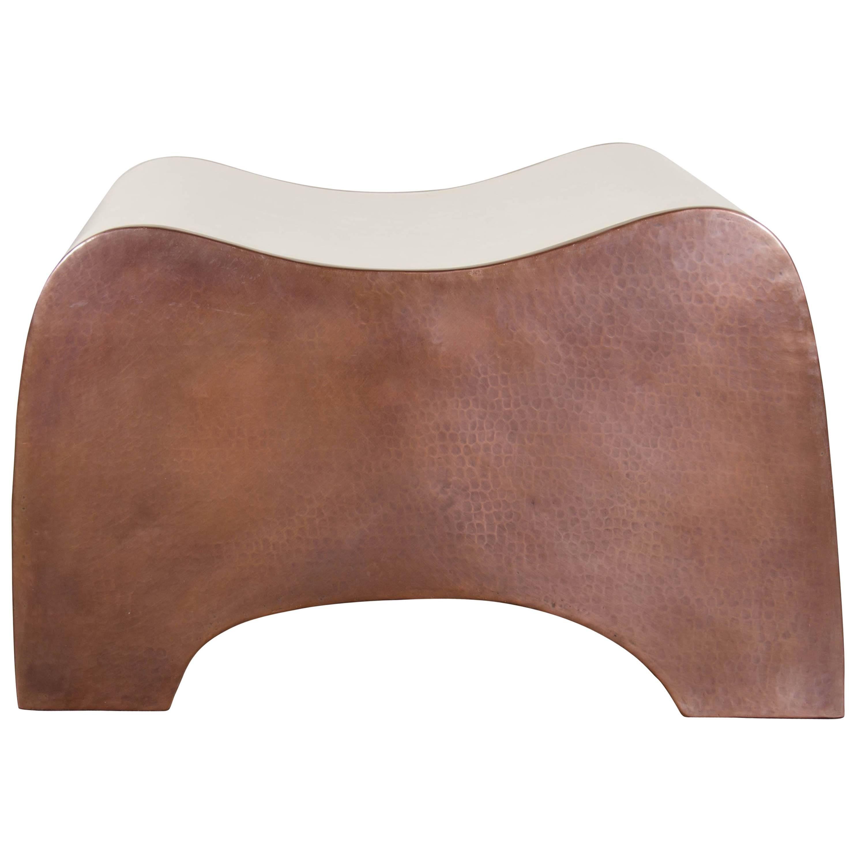 Indented Seat, Cream Lacquer and Copper by Robert Kuo, Limited Edition For Sale