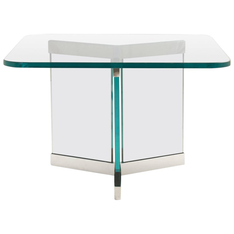 TriBase Glass Cocktail Table by Leon Rosen for Pace at 1stDibs