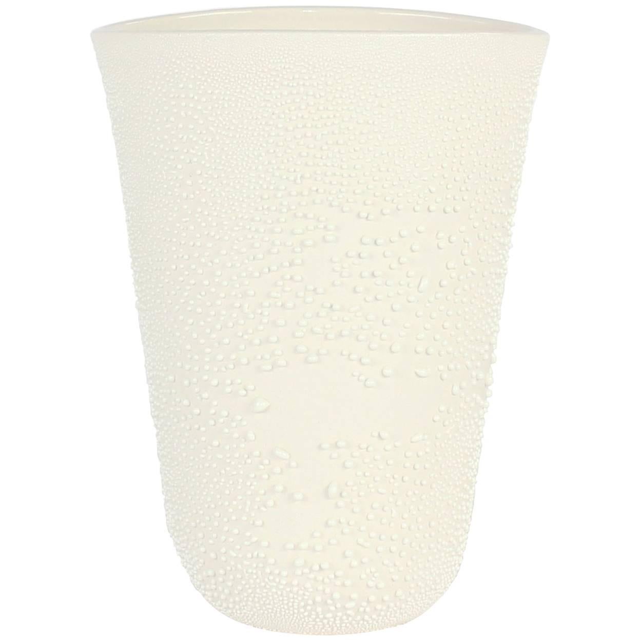 Contemporary Small Dew Vase #3 White Ceramic and Glaze, Handmade