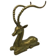 1960s Italian Sarreid Ltd. Brass Gazelle Modern Sculpture