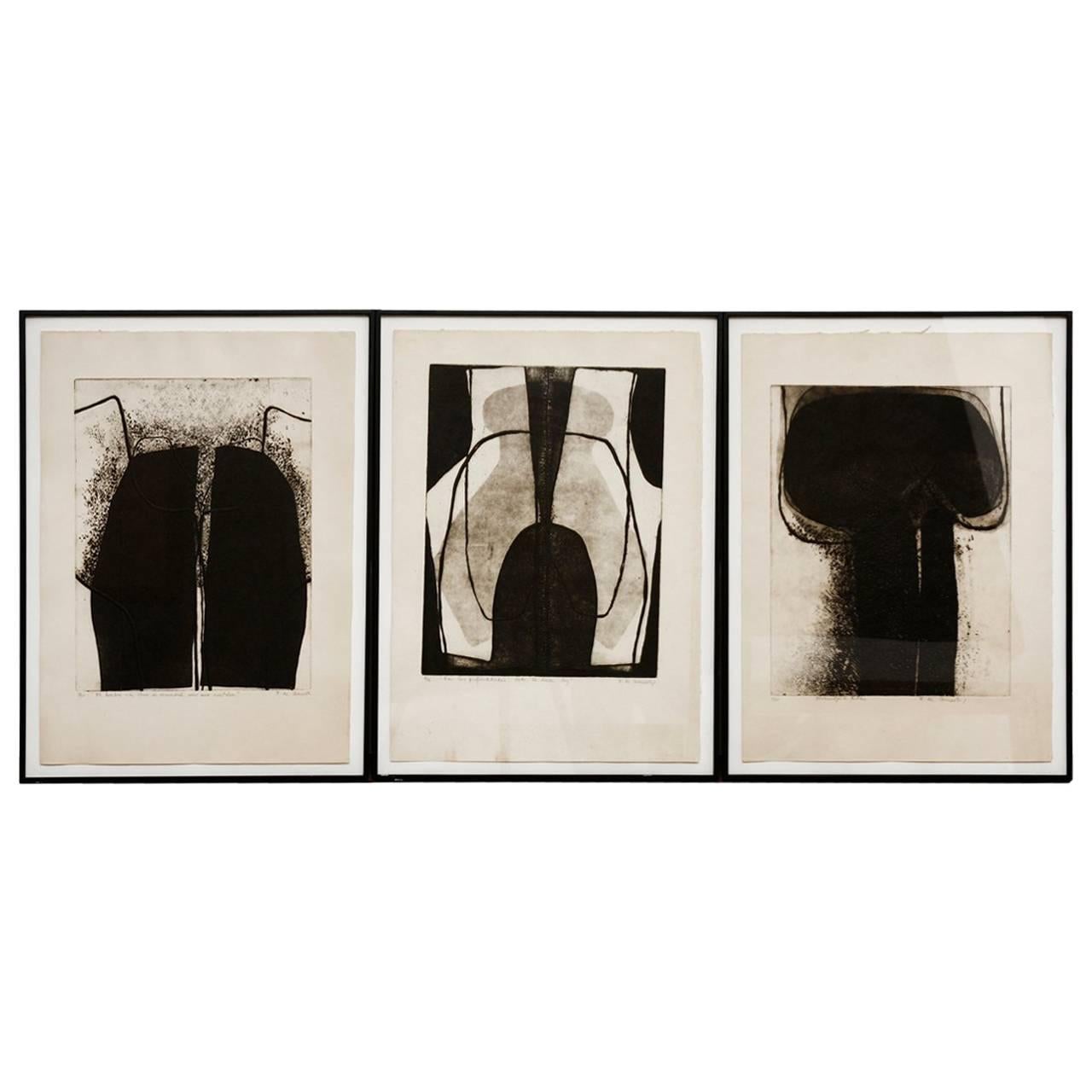 Set of Three Neo-Figurative Abstract Prints by Florencia de Amesti