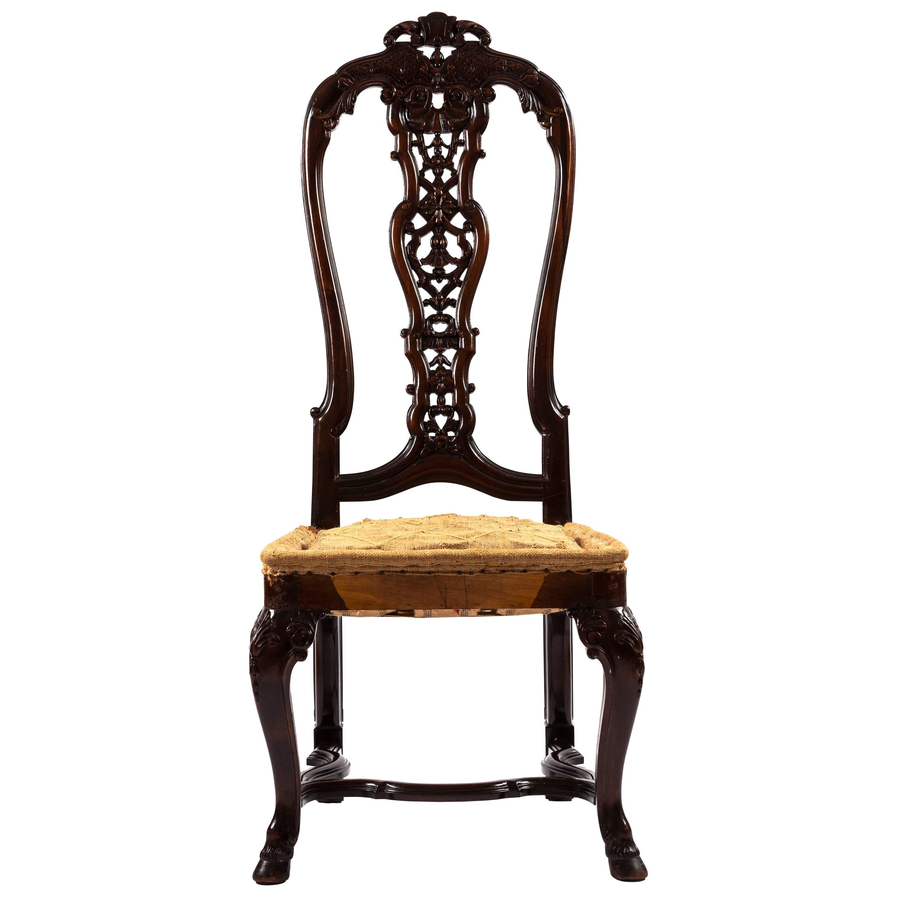 Portuguese Rococo Style Mahogany Side Chair