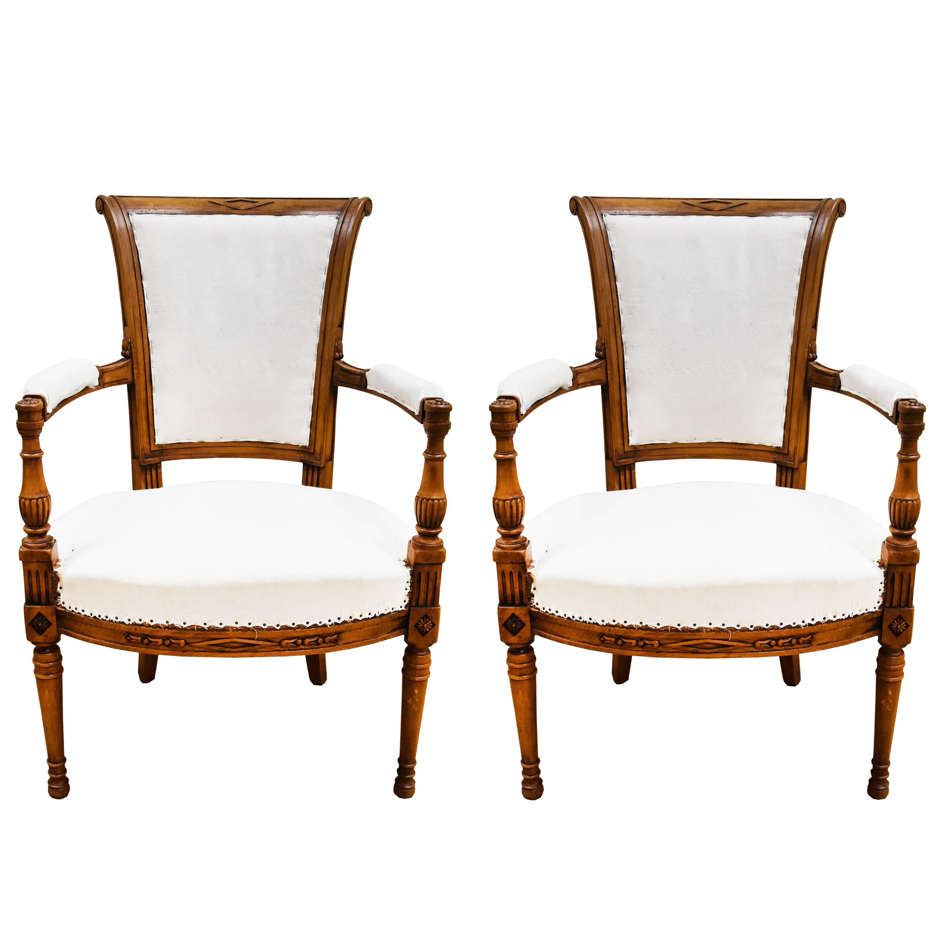 Pair of Late 19th Century French Directoire Style Armchairs