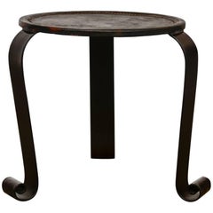 Wrought Iron Leather Top Stool or Drinks Table