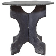 French Slate Garden Table of Three-Piece Construction