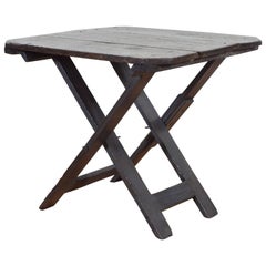 Antique French Walnut and Painted Folding Table, 19th Century