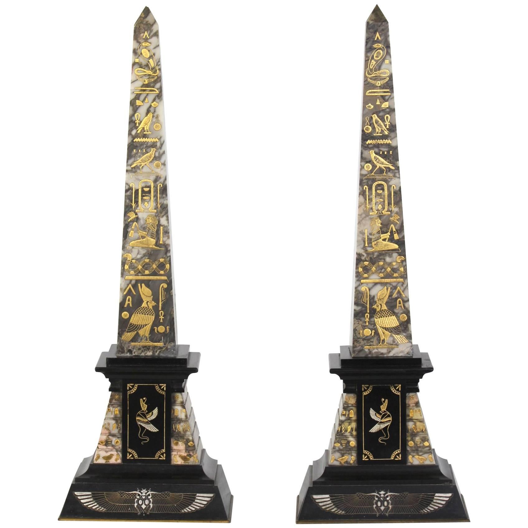 Pair of Egyptian Revival Obelisks For Sale