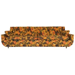 1967 Vintage Bernard Castro Mid-Century Modern Floral Sleeper Sofa