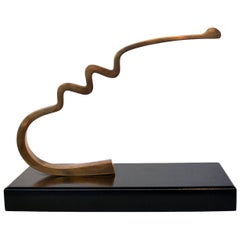 1970s Bronze Abstract Sculpture 'Flow' on Black Plinth by Neil Willis, England