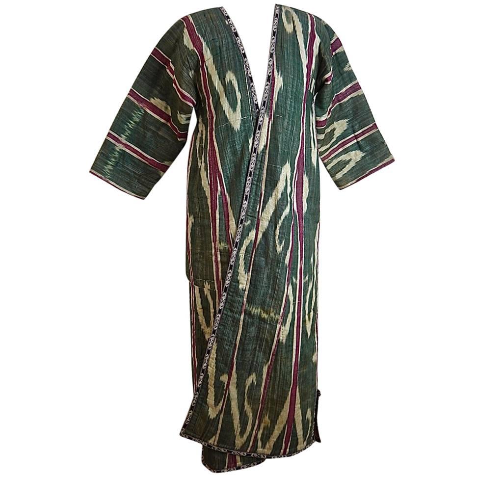  Silk Ikat Uzbekistan Chapan Robe early 20th century