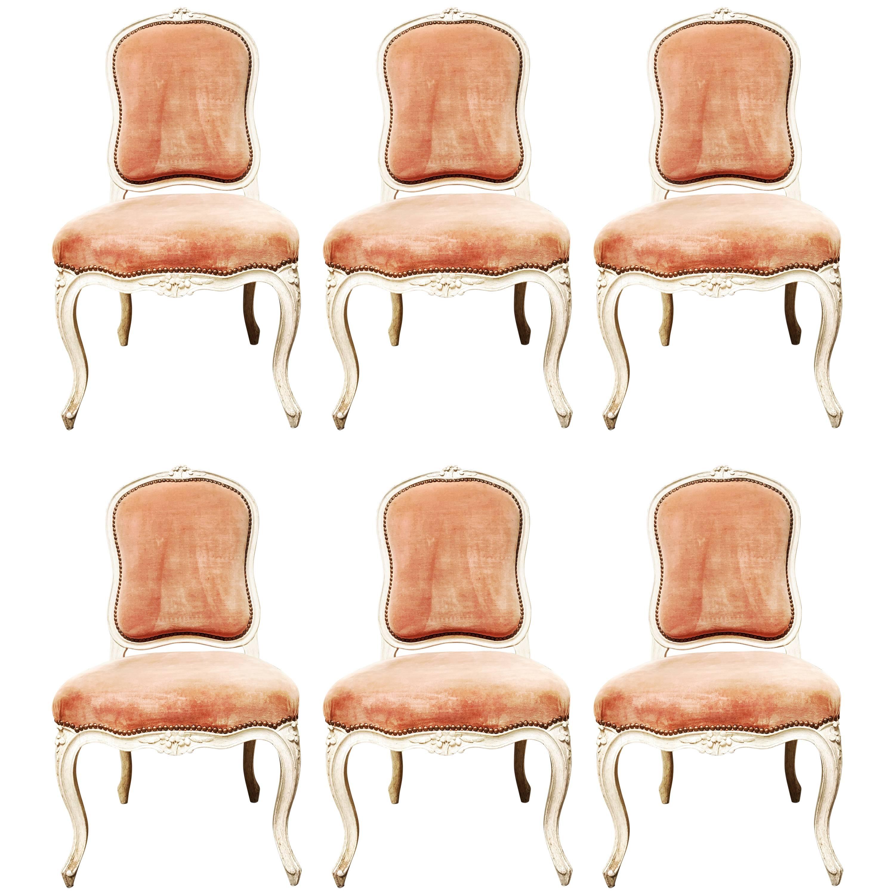 Suite of Six French Louis XV Style Dining Chairs