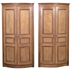 Pair of Antique French Boiserie Panel Corner Cabinets