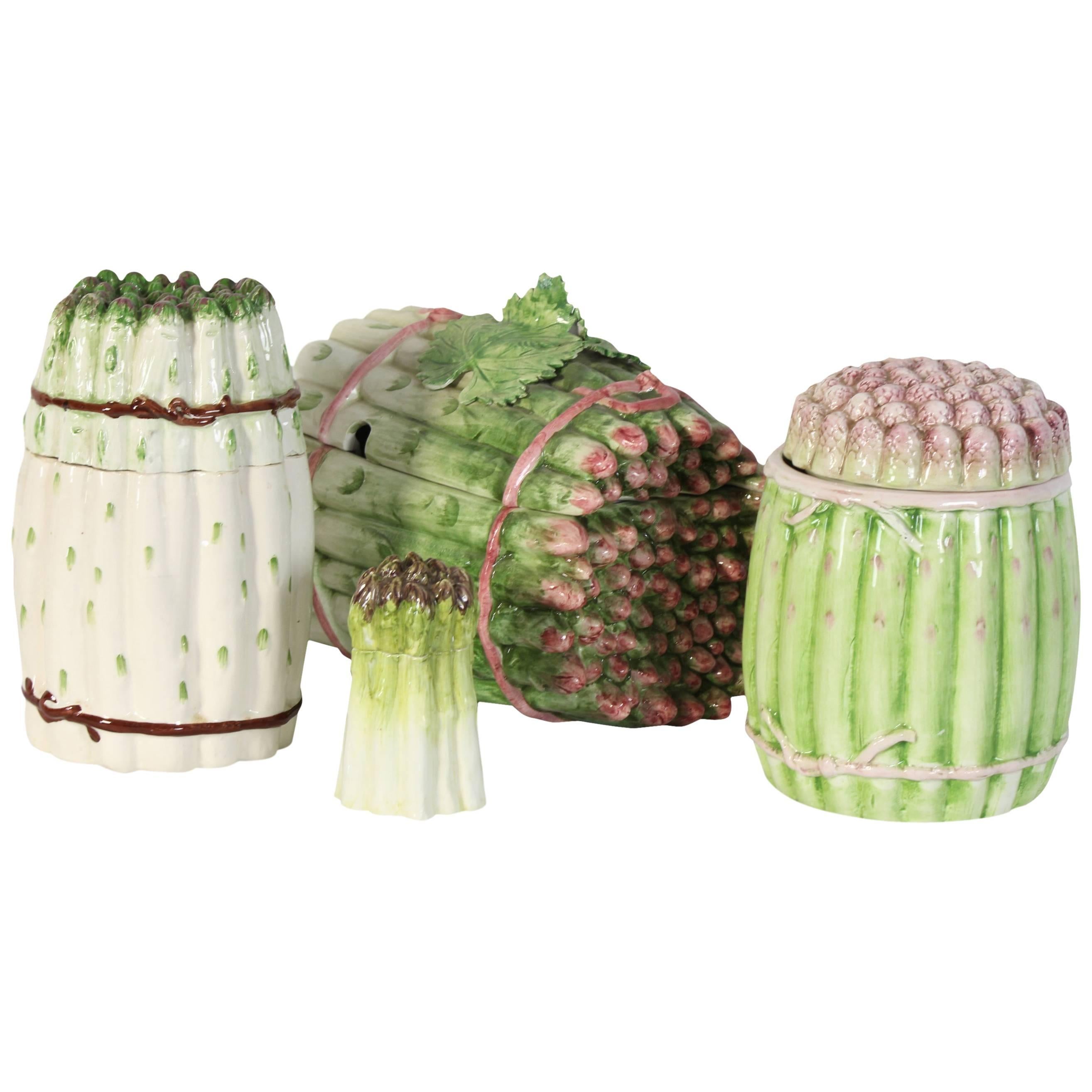 Collection of Vintage Italian Ceramic Asparagus Containers 