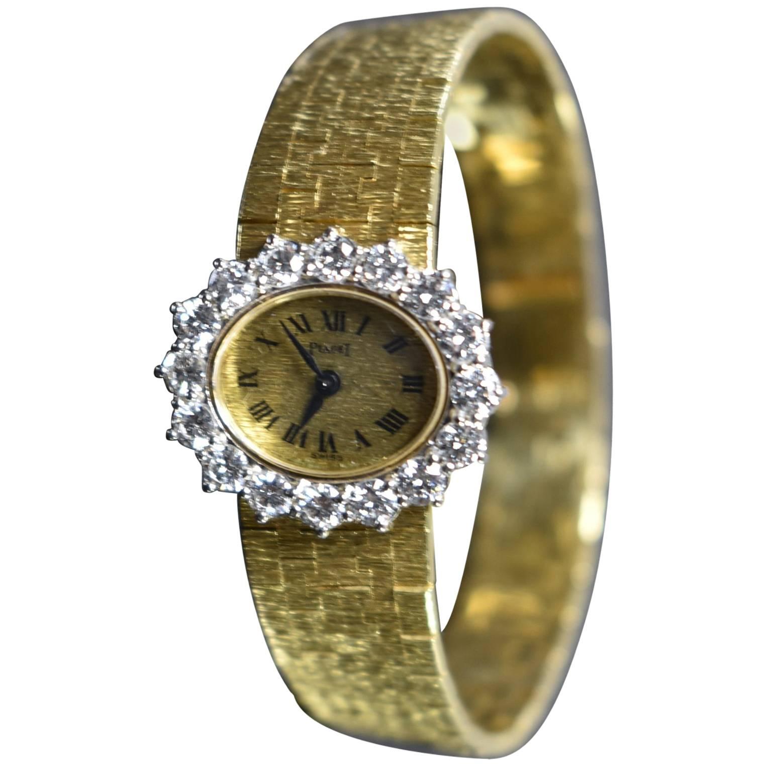 Ladies Diamond Bezel 18-Karat Piaget Wristwatch