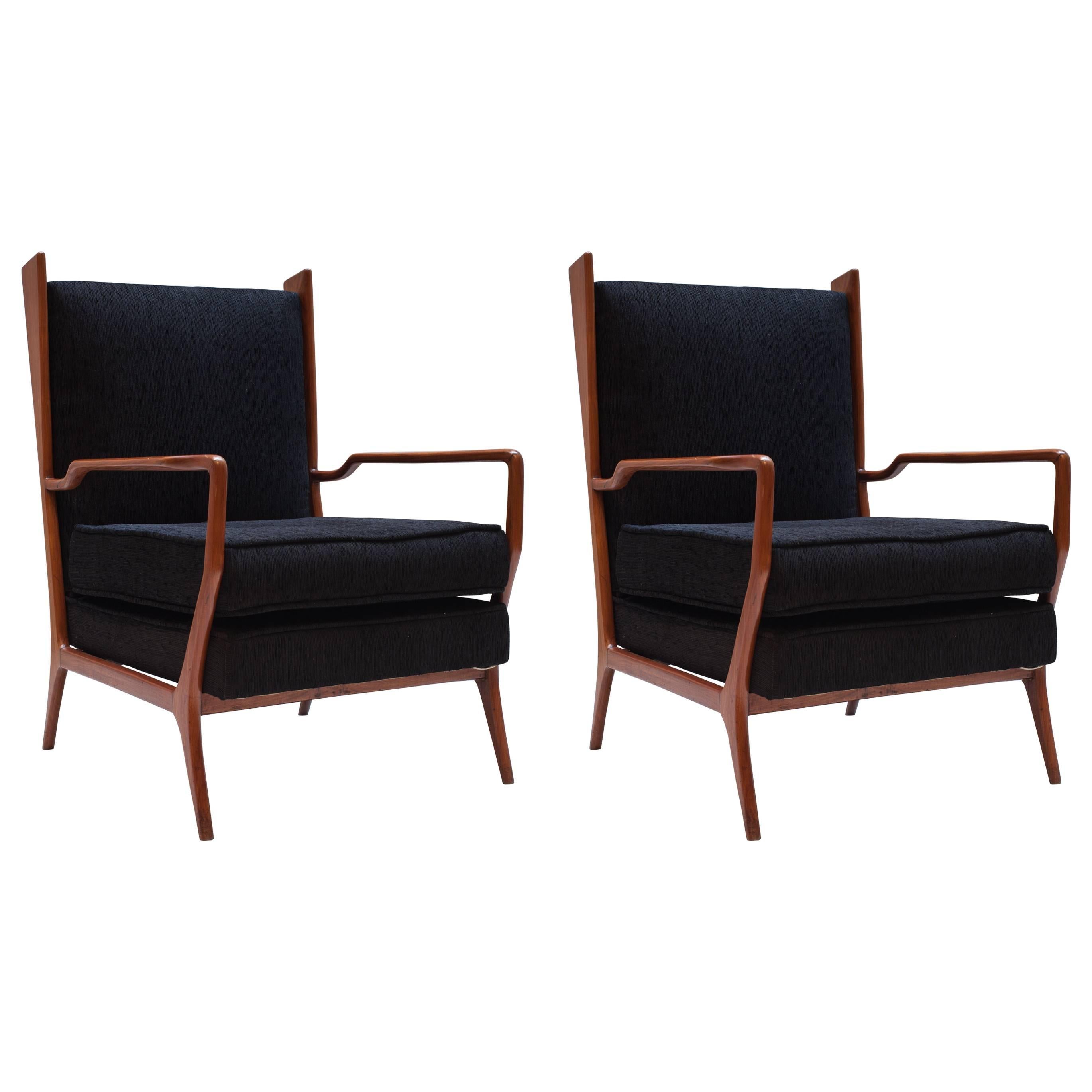 Pair of Rare Vintage 1960s Rino Levi Armchairs For Sale