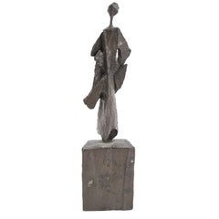 Brutalist Figural Bronze Sculpture by Mario Negri