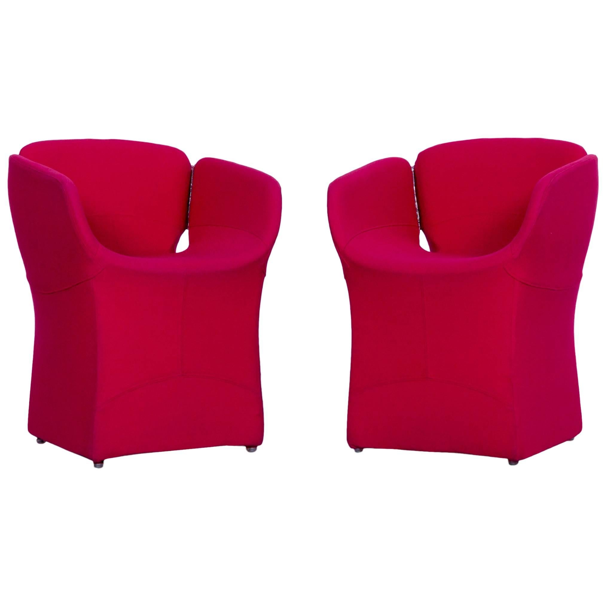 Set of Two Moroso Bloomy Designer Chair Quality Red Fabric by Patricia Urquiola