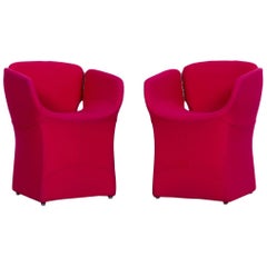 Set of Two Moroso Bloomy Designer Chair Quality Red Fabric by Patricia Urquiola