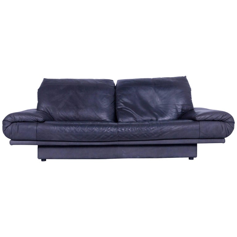 Rolf Benz 345 Designer Sofa Leather Black Three-Seat Couch Modern Vintage  Retro at 1stDibs